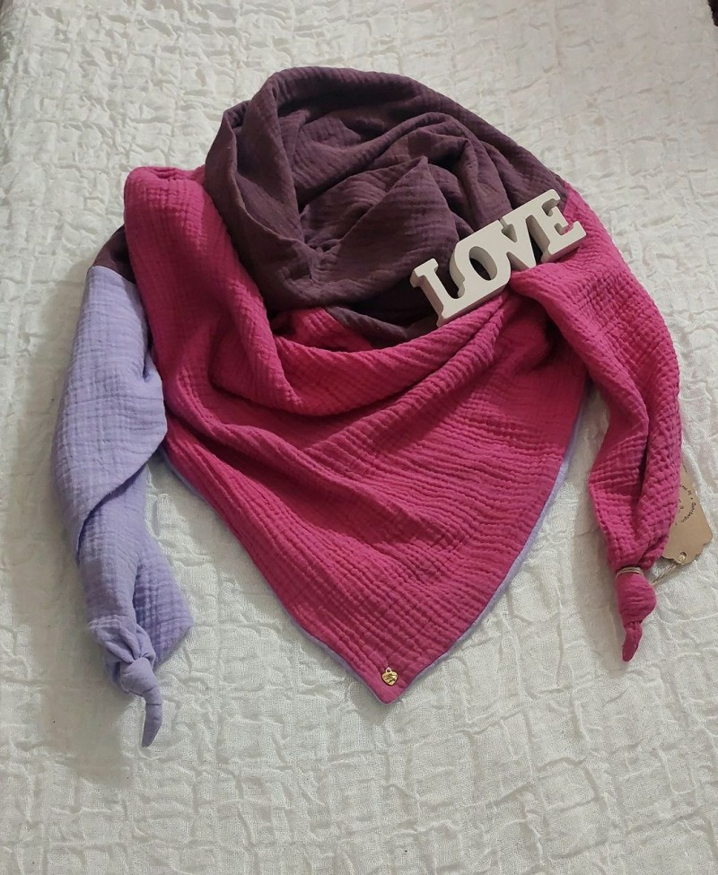 XXL Tuch Musselin pink/flieder/lila