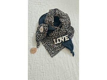 XXL Tuch Musselin leo mit schwarz