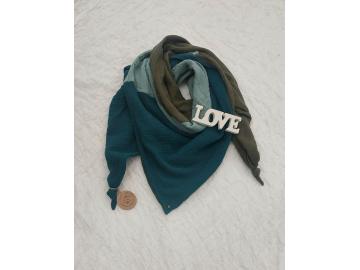 XXL Tuch Musselin khaki/mintgrün/petrol